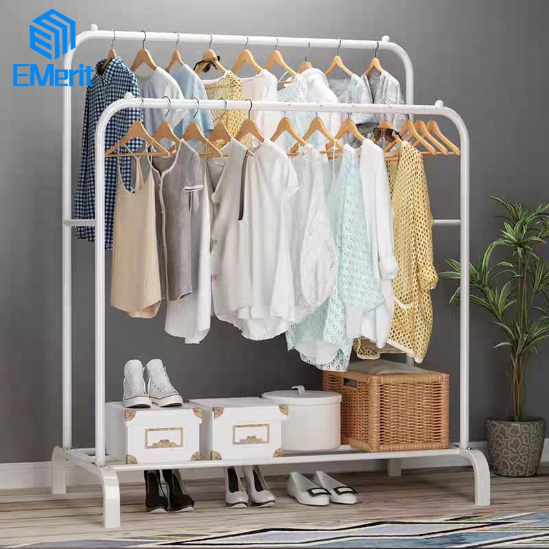 Double Stand Hanger Gantungan Baju Berdiri Stand Hanger Butik Bazar Display Rak Gantungan Baju Aesth