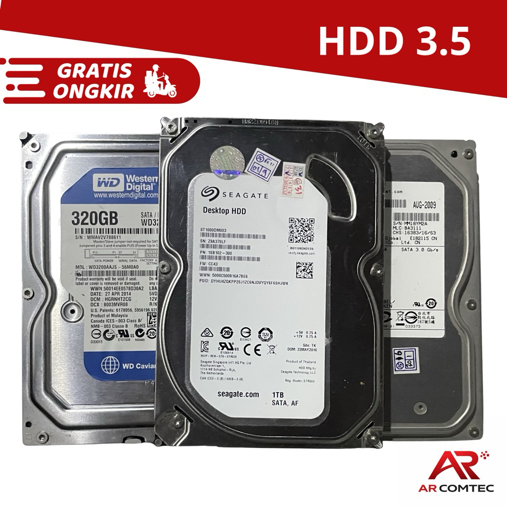 HDD SATA 3.5 Normal Testing - Kesehatan 100%, HARDISK Komputer 320GB, 500GB, 1TB - HDD SEAGATE - HDD