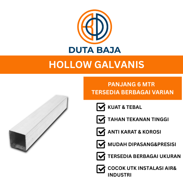 HOLLOW / HOLLO / PIPA KOTAK GALVANIS 30 X 60 X 1 MM [DUTA BAJA OFFICIAL STORE]