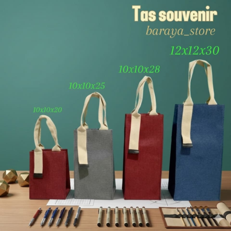 Tas Souvenir Denim Elegan untuk Botol - Warna Maroon, Hitam, Biru Navy