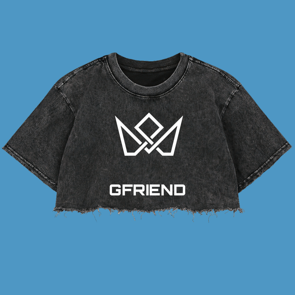 Resmora "GFRIEND" Crop Top Wash Oversized T-Shirt | Washing | Crop Tee Unfinished | Vintage | Atasan