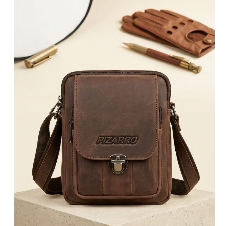 Tas kulit PIZARRO Tas bally cowok kulit tas selempang cowok keren kulit sapi asli tas mewah tas kuli