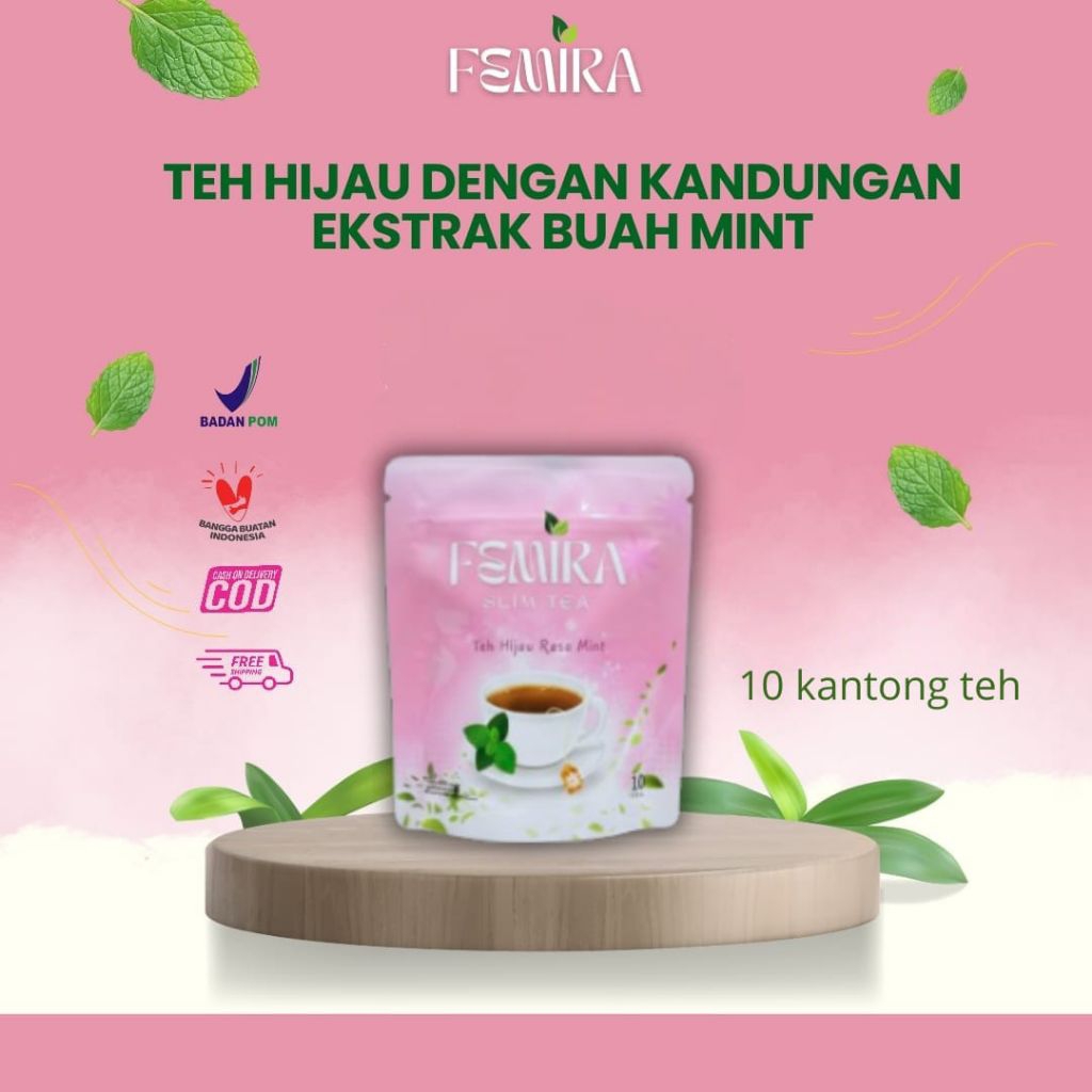 TEH HIJAU TEH PELANGSING ISI 10pcs RASA MINT SLIMTEA BY FEMIRA