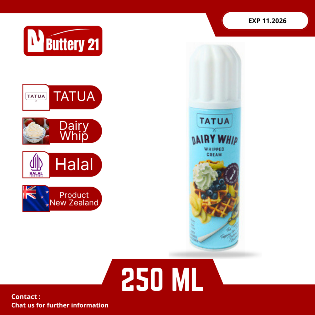 TATUA AEROSOL WHIP CREAM 250 GR/TATUA DAIRY WHIP/TATUA WHIPPED CREAM/TATUA TOPPING KRIM KOCOK