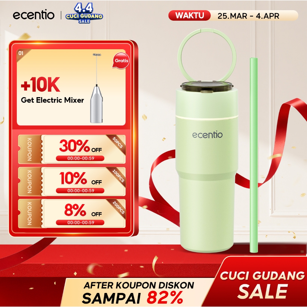 ecentio Portable Juicer Tahan Dingin 24 Jam Blender 10 Pisau Mini Juicer 700ml Double Wall Stainless