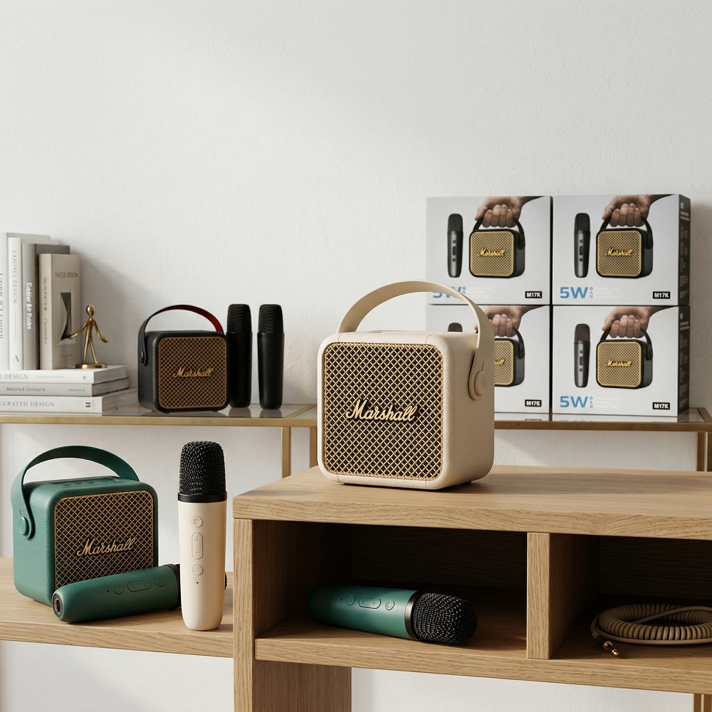 Marshall Mini Bluetooth Speaker Karaoke Boombox || Portable Bluetooth Speaker With Dual Mic Karaoke