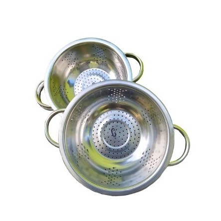 Baskom Lubang Stainless Steel 22cm Dengan Pegangan Bakul Nasi Lubang Tanpa Tutup Baskom Tirisan Sayu