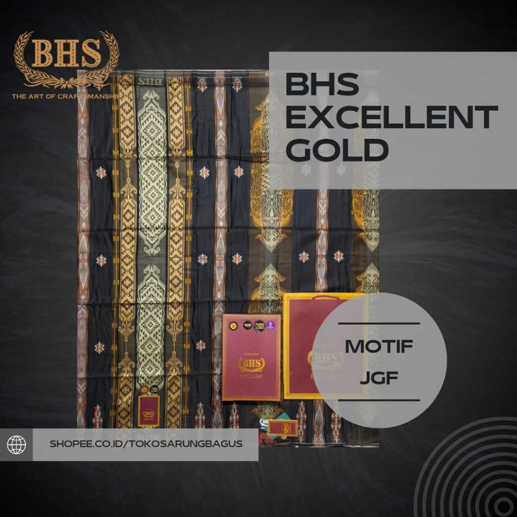 Sarung BHS Excellent Gold Songket Motif SGF SCA SSU STA QAT JGF Warna Hitam