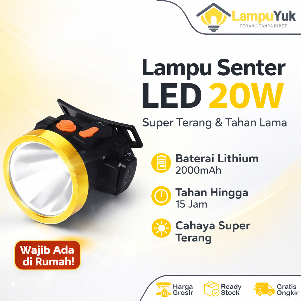 Headlamp 20-30W Lumment HLM-220/230 – Senter Kepala Terang & Tahan Lama