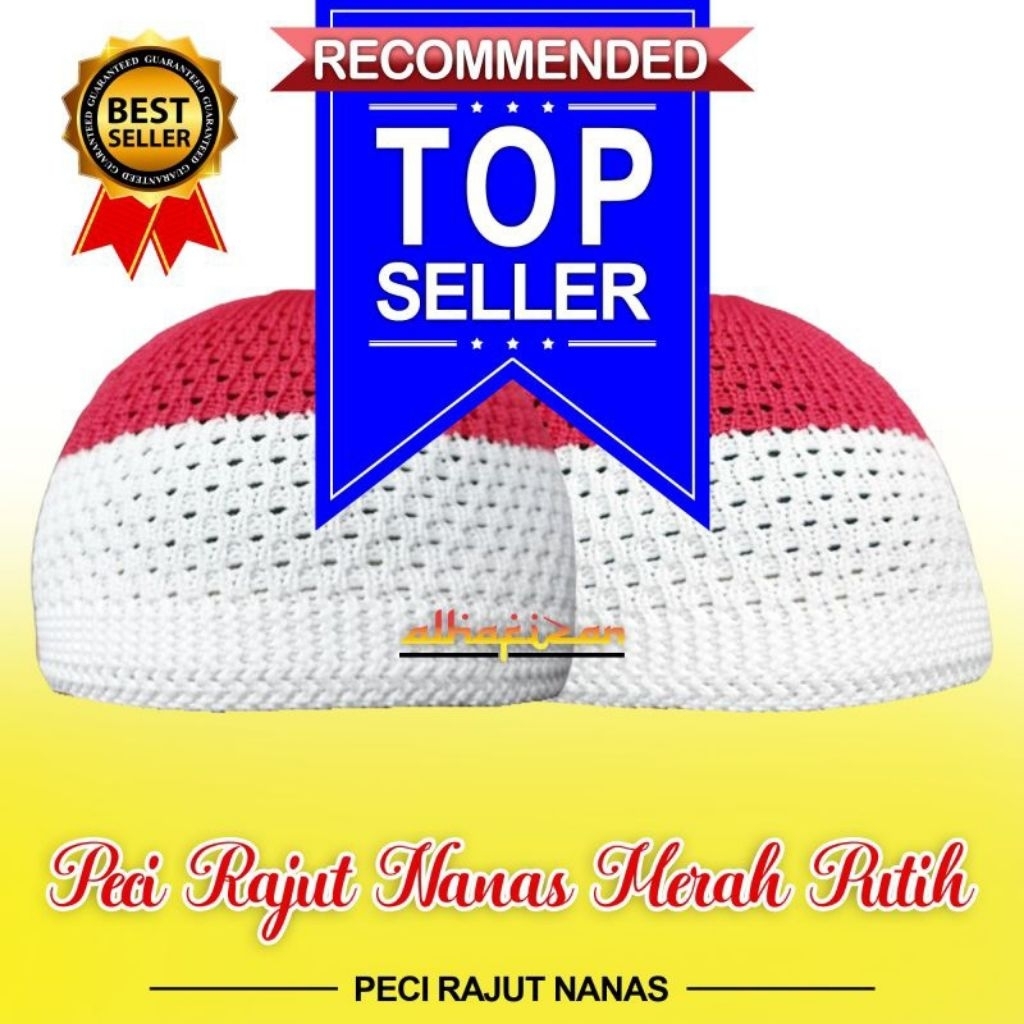 Peci Rajut Nanas Merah putih/peci bulat merah putih/peci ikhwan38