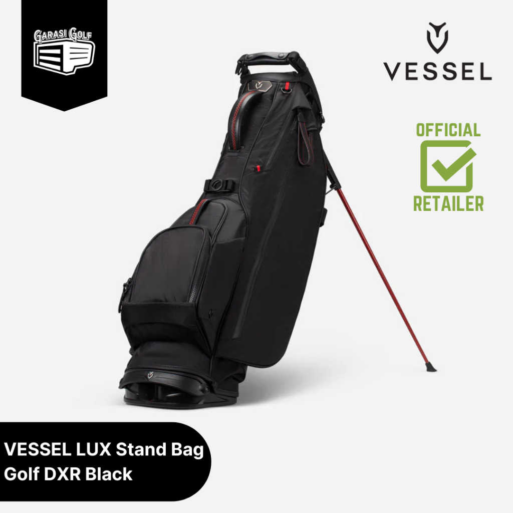 Golf VESSEL LUX Tas Golf Stand Bag Ringan Anti Air Hitam untuk Set Stik Tas Golf VESSEL LUX Stand Ba