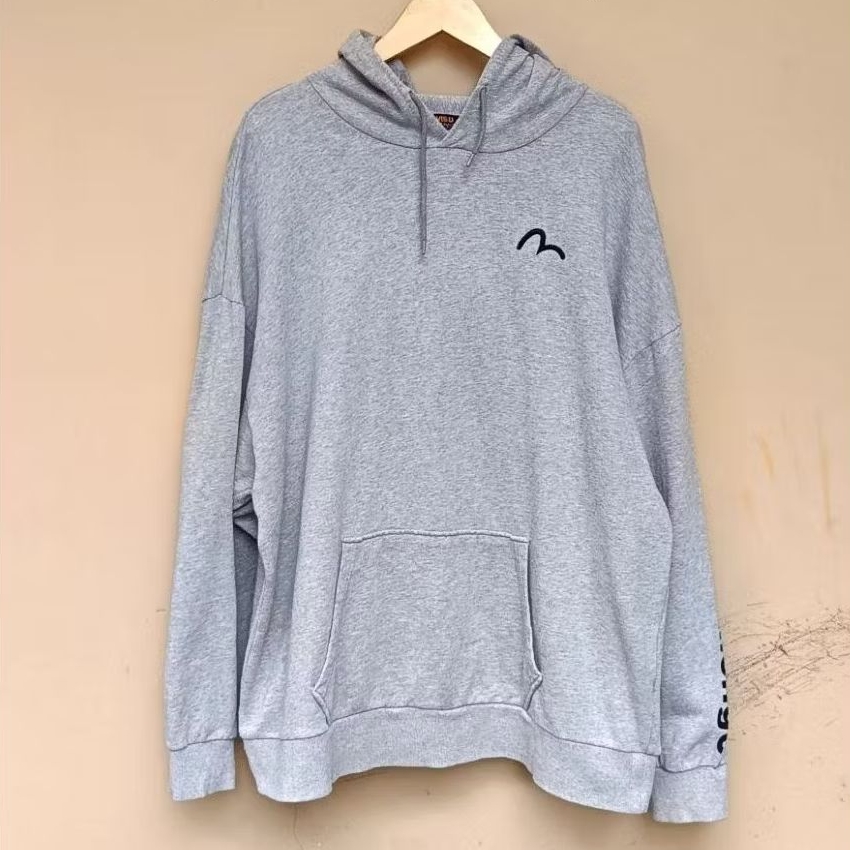Hoodie evisu fullover oversize japan streetwear vintage grey