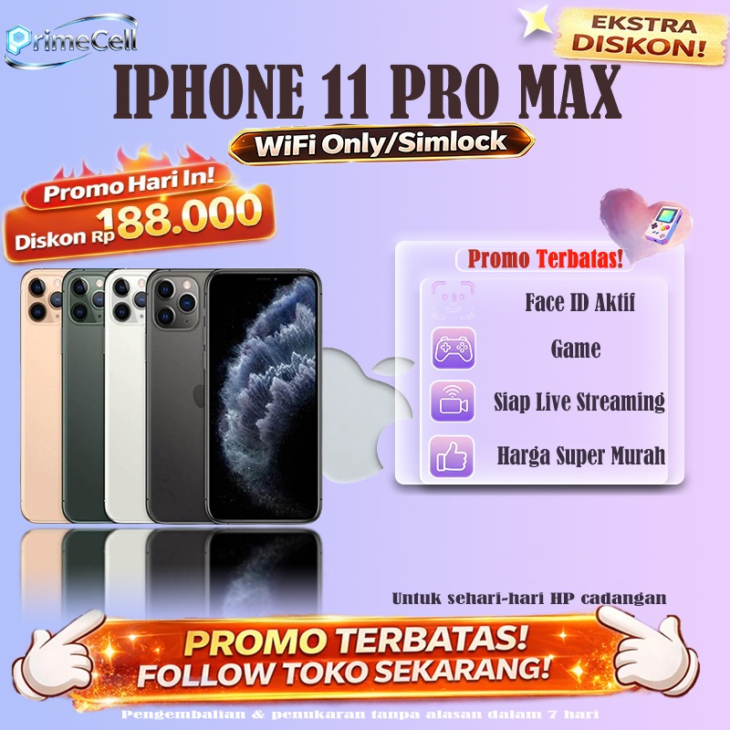 iPhone 11 pro max Bekas Original Baterai 100% Cocok Gaming, Live Streaming & Nonton Video apple