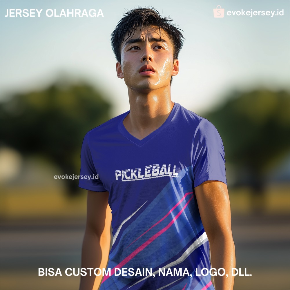 Kaos Jersey Olahraga Sport Pickleball Biru Pink Motif Abstrak 20