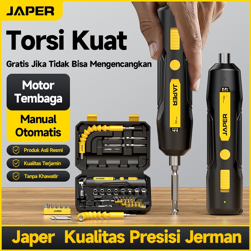JAPER Obeng Elektrik Mesin Bor Cordless Mini dengan Baterai Bor Mini Screwdriver Baterai Mesin Bor S
