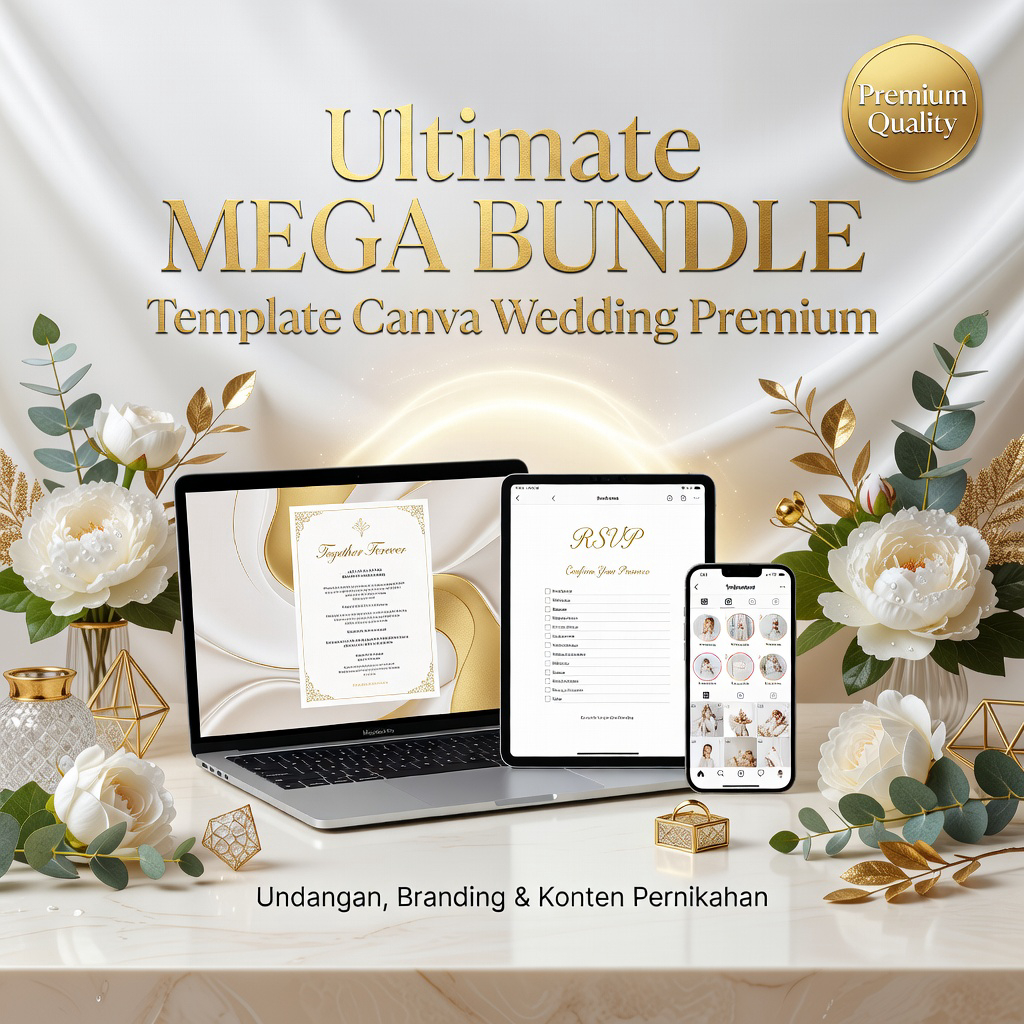 Ultimate MEGA BUNDLE Template Canva Wedding Premium | Undangan, Branding & Konten Pernikahan