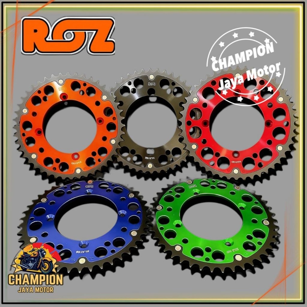 GEAR GIR BELAKANG ROZ 520 KLX 150 DTRACKER 150 KLX 140 MERAH ORANGE BIRU HITAM HIJAU ORIGINAL ROZ