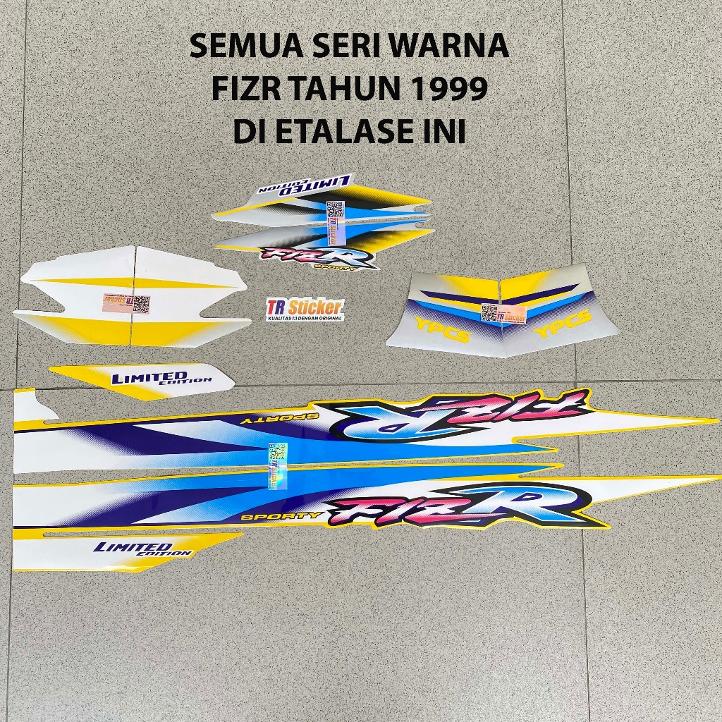Striping Yamaha Fizr 1999 LE Merah Kuning Biru Hitam Silver Sticker Lis List F1ZR Yamaha Fizr 1999 K