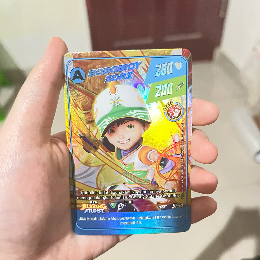 Kartu Hologram BoBoiBoy Sori no 5/54 Pek Blazing Frost Indonesia Monsta Galaxy Card