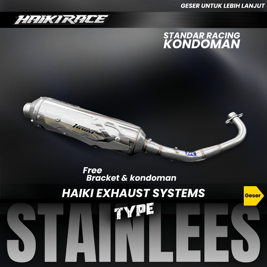 Haiki race Knalpot Standar Racing KONDOMAN Full Stainlees Mio Sporty Mio Smile Mio Soul Karbu