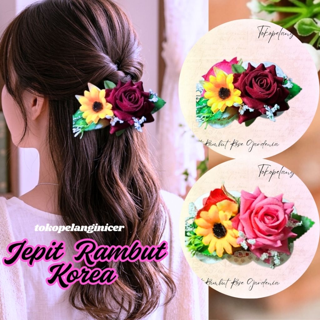 TPN Jepit Rambut Rose Sunny- Jepitan Hairdo pesta/ Kep rambut Wanita - Jepit Aksesoris Rambut Mawar