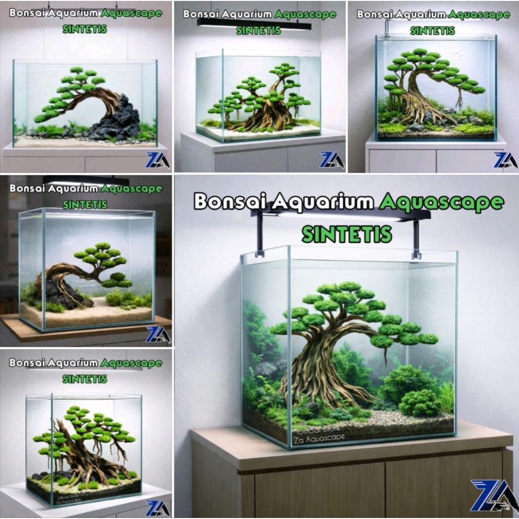 Bonsai Aquascape sintetis - Pohon bonsai Aquarium daun sintetis