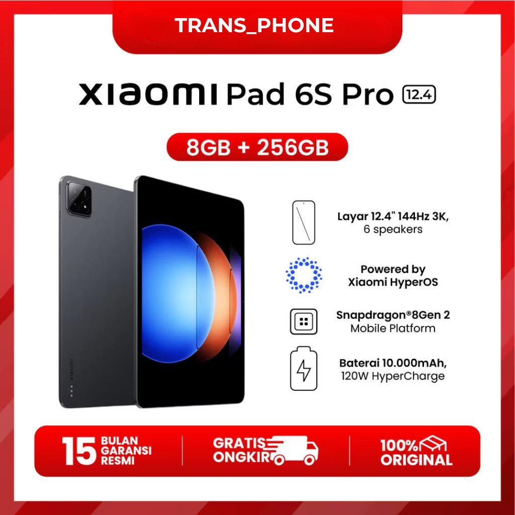 Xiaomi Pad 6s Pro 10000mAh SnapDragon 9 Gen2 Garansi Resmi 1Tahun