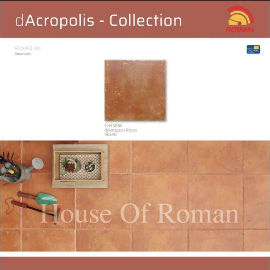 Roman dAcropolish Rosso G440850/Keramik 40x40 Vintage Mood/Keramik Terracota/Keramik Warna Merah Bat