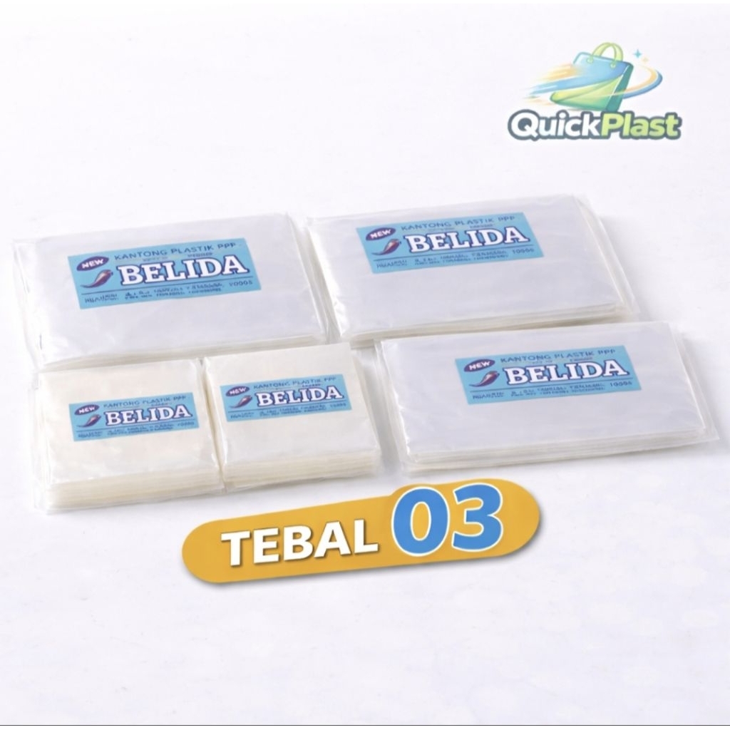 BELIDA Kantong Plastik PP Tebal 03 – Plastik Bening Berkualitas Tinggi, Tebal & Kuat, Tidak Mudah Ro