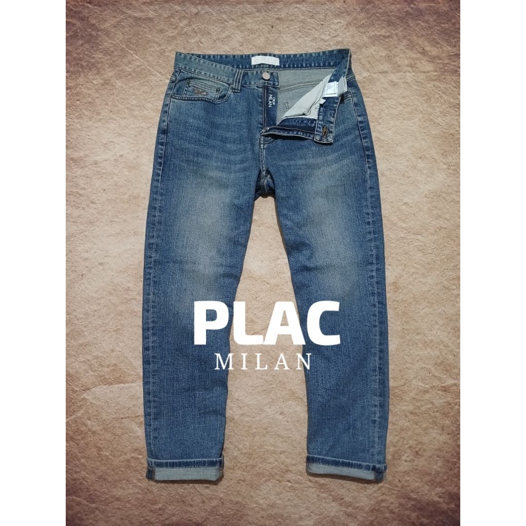 Celana jeans pria PLAC MILAN tebal ngaret bekas pakai