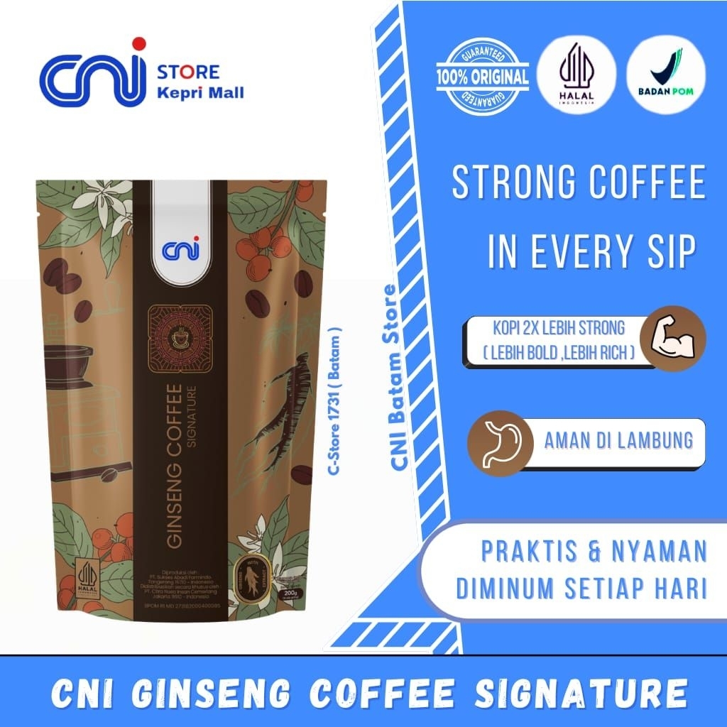 CNI GINSENG COFFEE SIGNATURE 10 SACHET Ekstrak ginseng asli,Aroma kopi lebih kuat