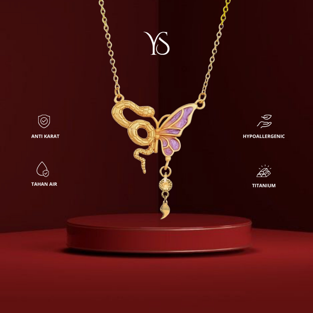 YS - Medusa - Butterfly Semicolon Necklace KALUNG Titanium Anti Karat