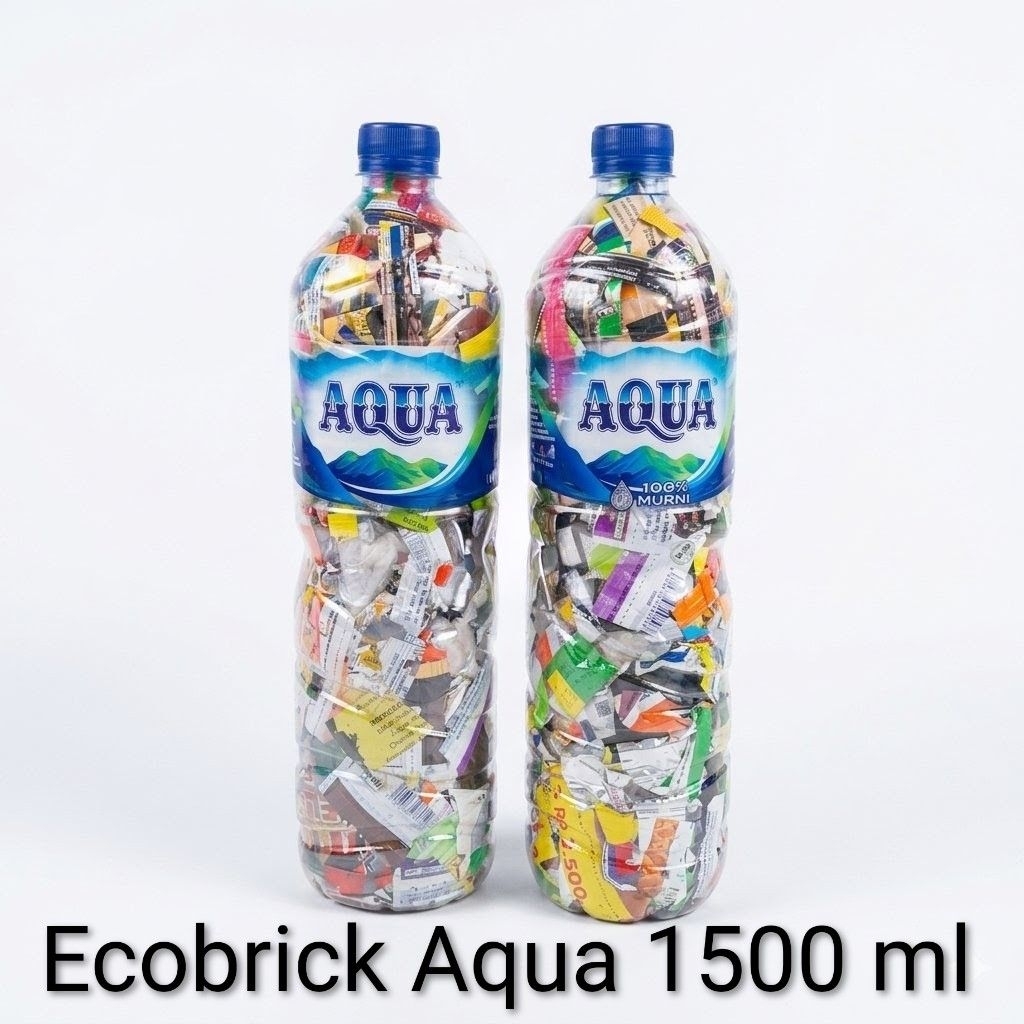 Ecobrick Aqua 1500ml Berat 400-450gram | Ecobrick Siap Pakai | Ecobrick Aqua