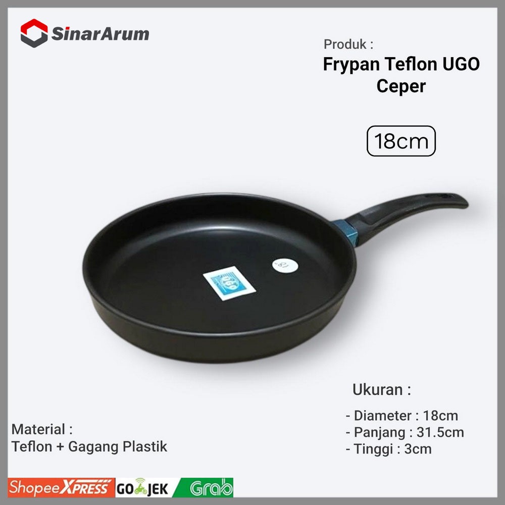 Teflon Frypan / Teflon Wajan Penggorengan Ceper UGO 18"