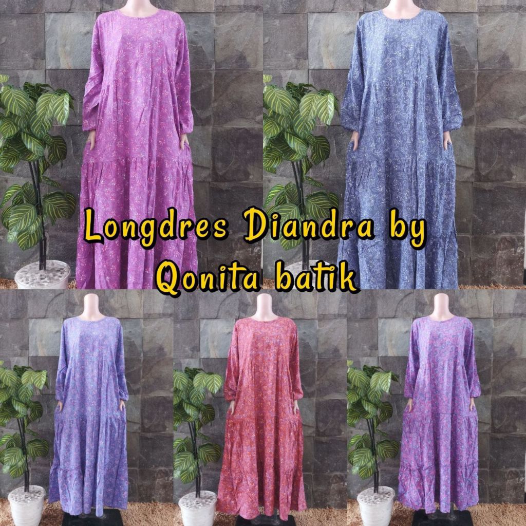 (LD 110-118 CM) DASTER QONITA BATIK PEKALONGAN BATIK CAP LONGDRES DIANDRA BUSUI