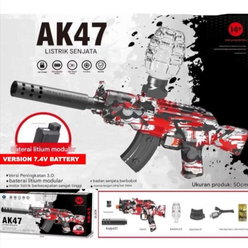 Mainan Water Gell Blaster Otomatis AK 47