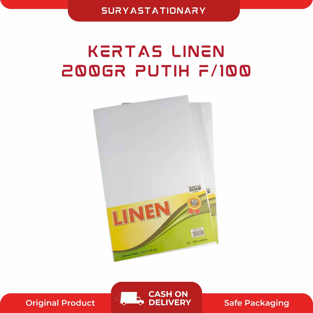 KERTAS LINEN 200GR PUTIH F/100 / KERTAS LINEN FOLIO