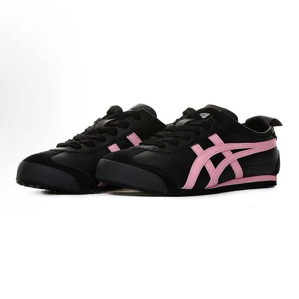 Sepatu Sneakers Pria Wanita Asics Onitsuka Tiger Flat Black Pink
