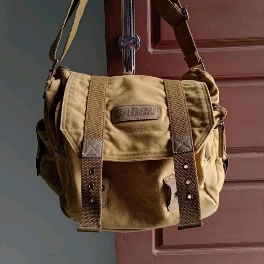 Tas Messenger Bag Caden Brown Kanvas Prelove Bekas Second
