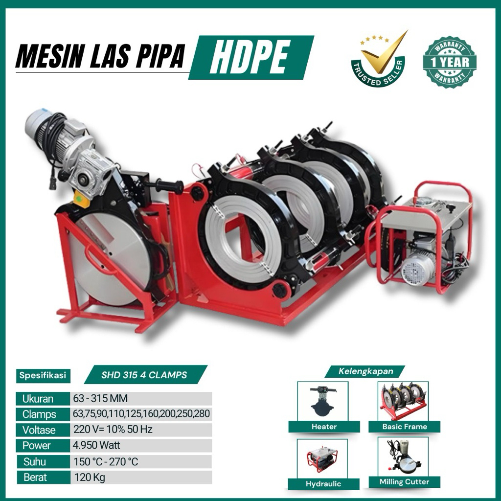 Mesin Las Pipa Hdpe Hydraulic SHD 315 | Alat Penyambung Pipa Hdpe 12 inch