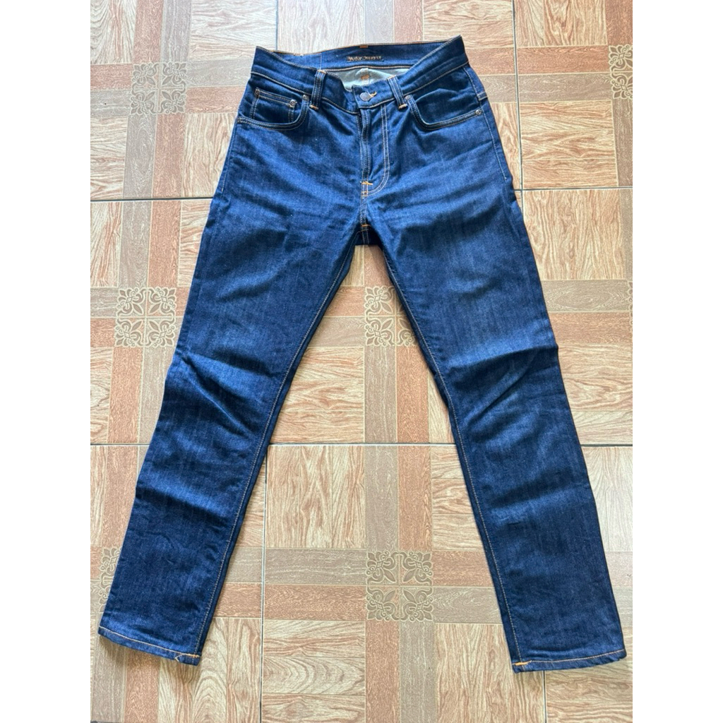 Celana Nudie Jeans Thin Finn Dry Ecru Embo Original