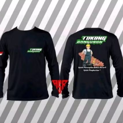Kaos Lengan Panjang Tukang Bangunan T-shirt Unisex Pria Wanita