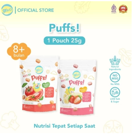 Grouu - Puffs 150gr / Crispy Rice Cake 30g - Camilan MPASI puff anak CERELAC nutripuff