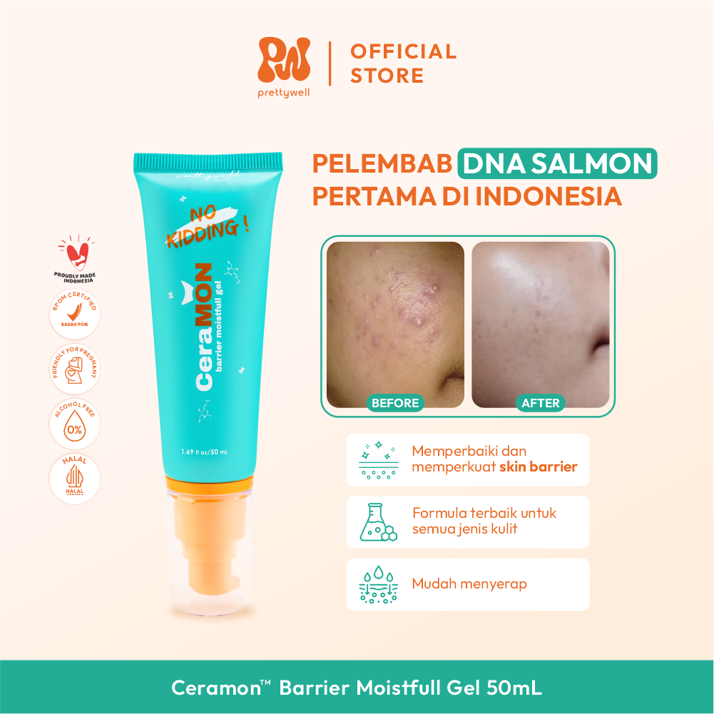 Prettywell CeraMON Moisturizer Gel Pelembab Wajah Melembabkan Kulit Moisturizer Jerawat Day & Night 