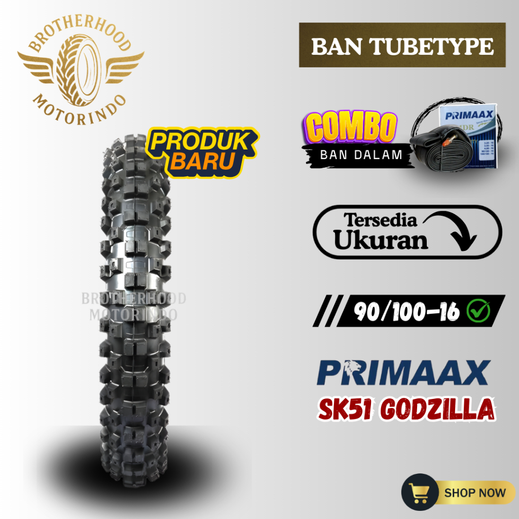 BAN PRIMAAX SK51 TRAIL NON TUBLES ( 90/100-16 ) BAN OFF ROAD / BAN RING 16 / BAN TRAIL RING 16 / BAN