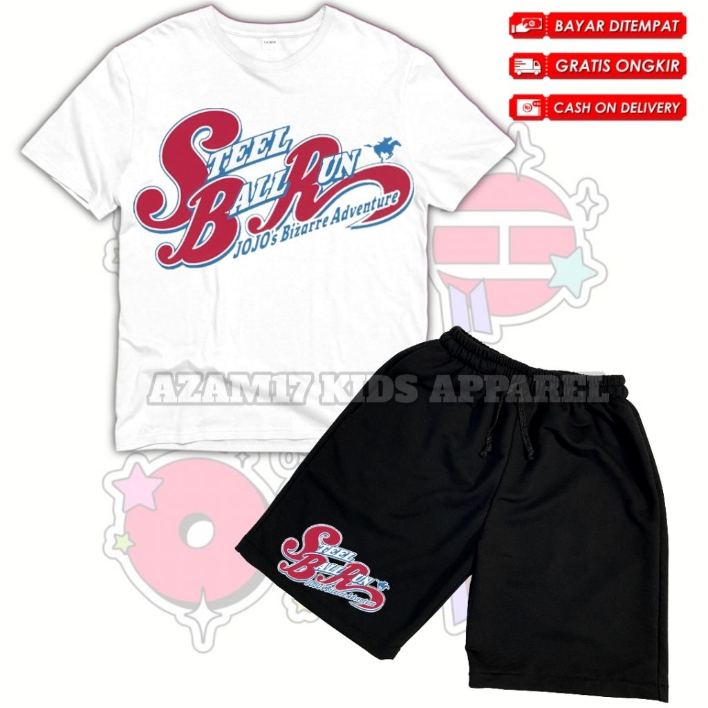 Setelan Kaos Celana Pendek Anak Anime Steel Ball Run Free Nama / Setelan Kaos Boardshort Anak Anime 