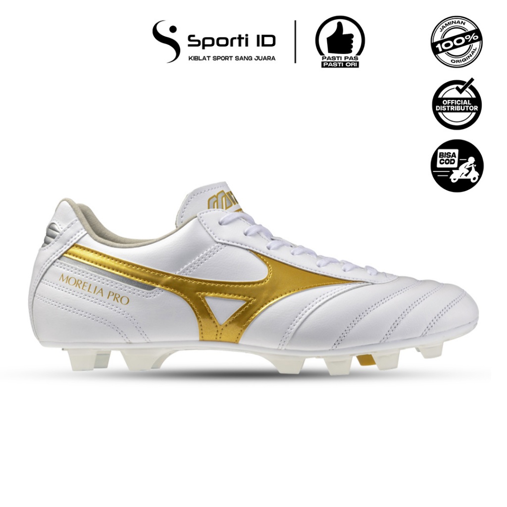 Sepatu Bola Mizuno Morelia II Pro FG - White Football Gold P1GA260650 Original