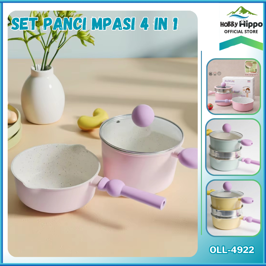 [COD] PANCI SET MPASI 4 PCS PANCI MPASI GRANIT PAN KOREA SOUP PAN , SAUCE PAN OLL-4922