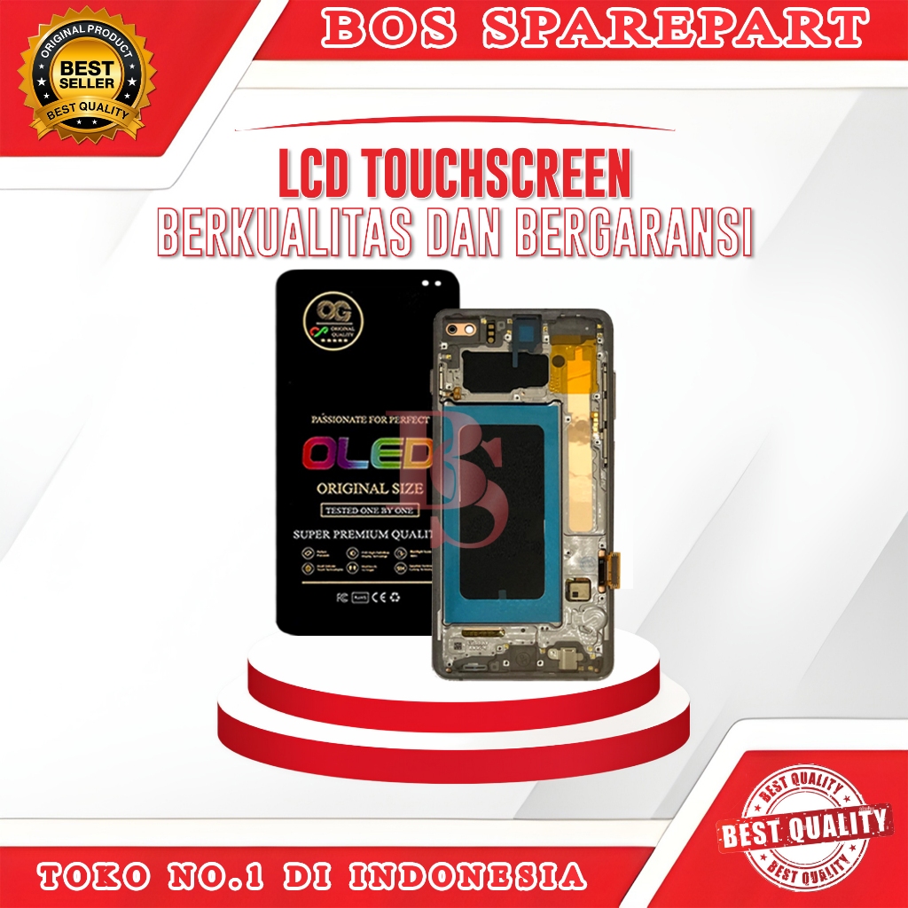 LCD TOUCHSCREEN FRAME SAMSUNG S10 PLUS / G9750 BLACK ORI SIZE OG OLED (FINGERPRINT)