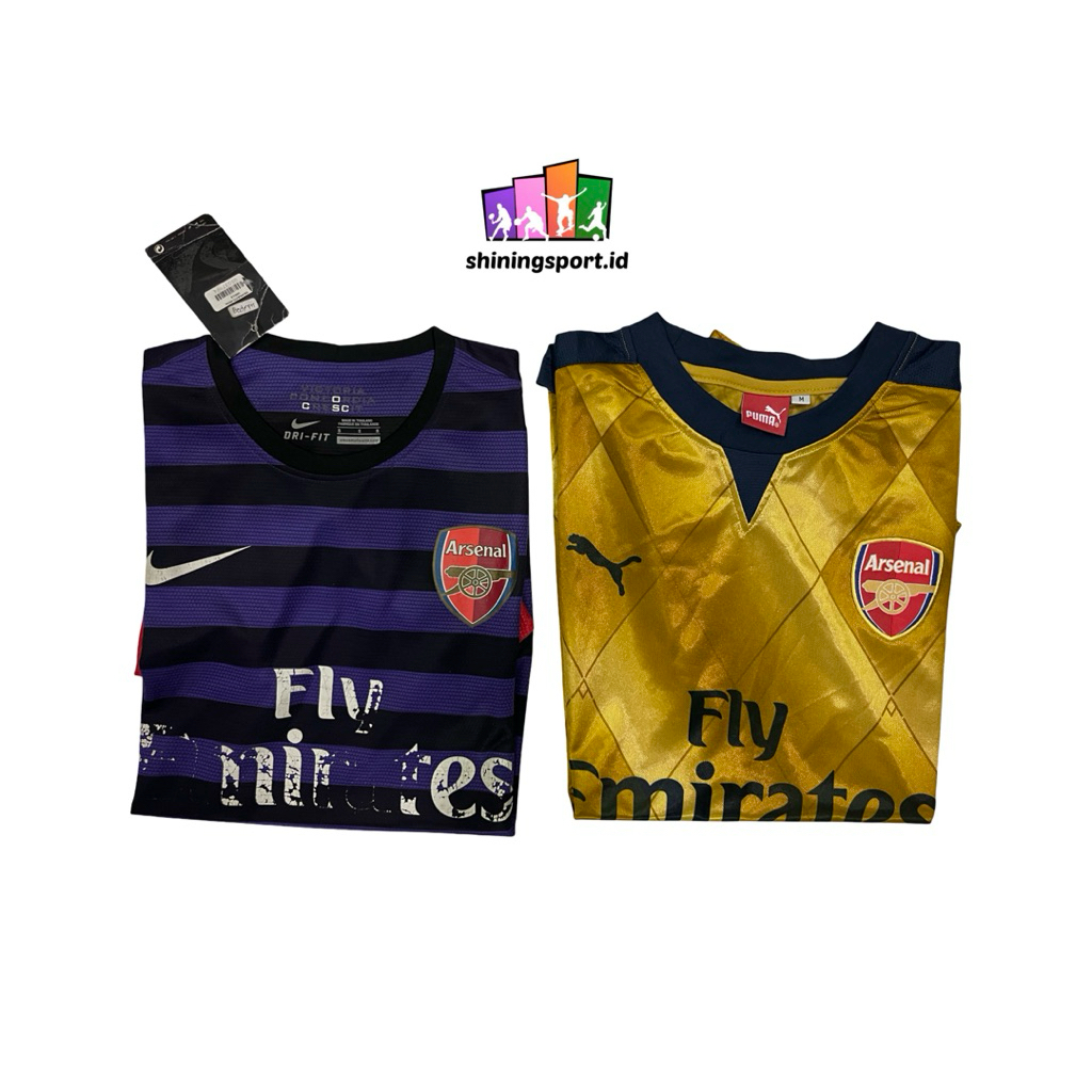 Jersey Bola Dewasa Retro Thailand Arsenal Away 2012/2013 Minus Tulisan Luntur & 2015/2016 Clima Cool